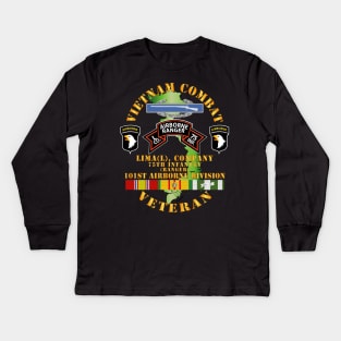 Vietnam Combat Vet - L Co 75th Infantry (Ranger) - 101st Airborne Div SSI Kids Long Sleeve T-Shirt